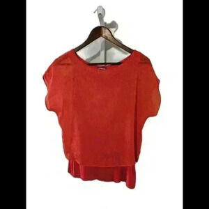 Express Red Sheer Layered Top